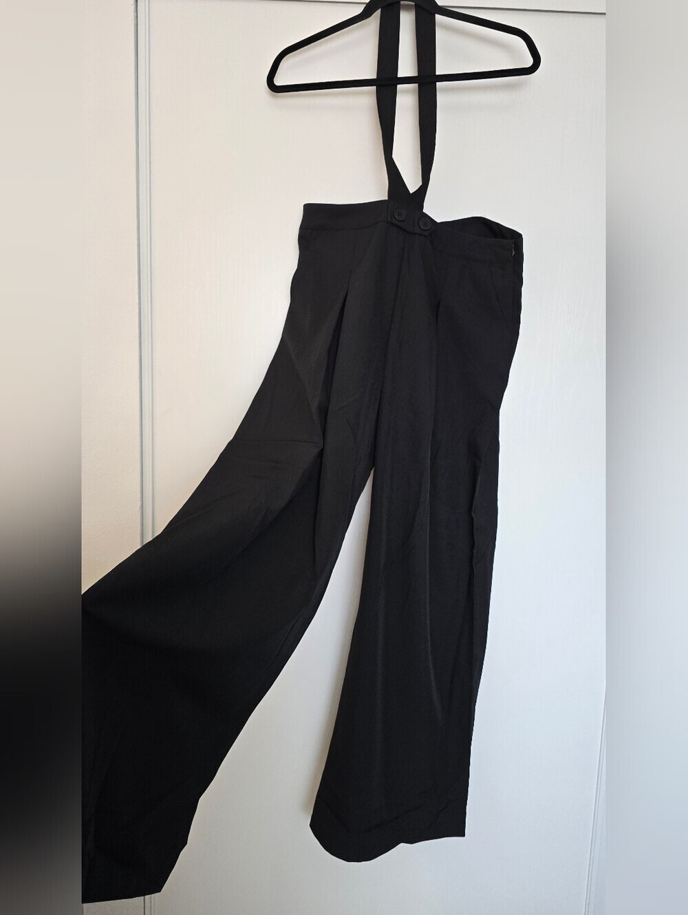 SHEIN - Black Lightweight High Waist Wide Leg Suspender Pants